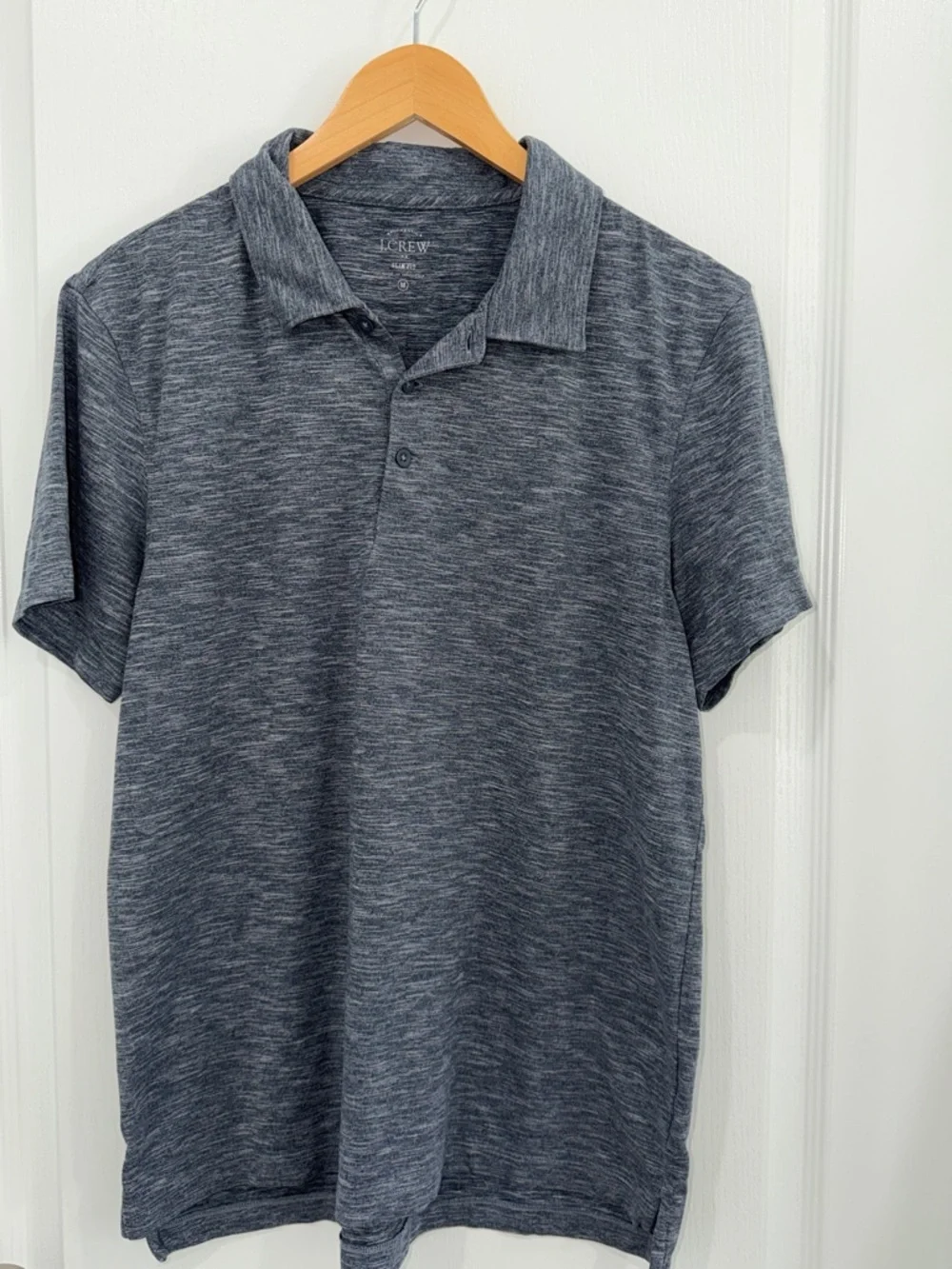 J. Crew Men’s Heathered navy blue Polo size medium slim fit
